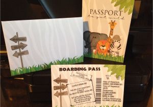 Safari Passport Baby Shower Invitations Jungle Safari Passport Boarding Pass Invitation Set