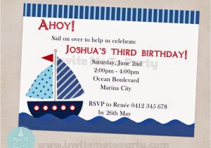 Sailboat Invitations Birthday Party Invite Me to Party Sailboat Birthday Party Nautical