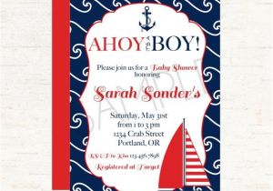 Sailor themed Baby Shower Invitations Nautical Sailboat and Anchor theme Baby Shower Invitation
