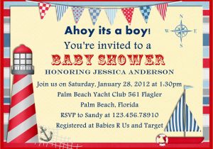 Sailor themed Baby Shower Invitations Template Nautical themed Baby Shower Invitations