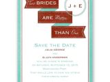 Same Sex Bridal Shower Invitations Two Brides Save the Date Card