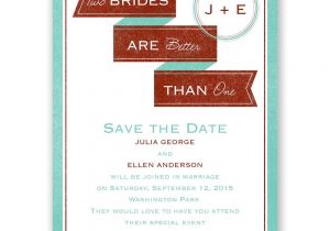 Same Sex Bridal Shower Invitations Two Brides Save the Date Card