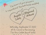 Sample Beach Wedding Invitation Wording Beach Wedding Invitation with Hearts In Sand Seagulls and