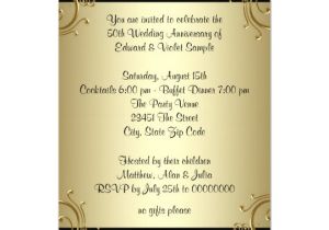 Sample Invitation Card Wedding Party Elegant Gold 50th Wedding Anniversary Party Card Zazzle
