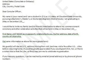 Sample Invitation Letter for Visitor Visa for Graduation Ceremony Inviting foreign Guests for Commencement or Family Visit