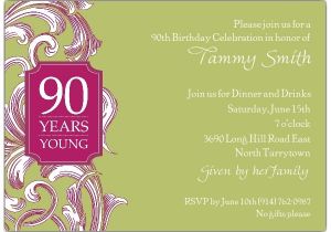 Sample Invitations for 90th Birthday Party 90th Birthday Border Scroll Moss Invitations Paperstyle