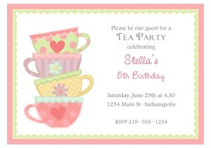 Sample Invitations to A Tea Party Free afternoon Tea Party Invitation Template Tea Party
