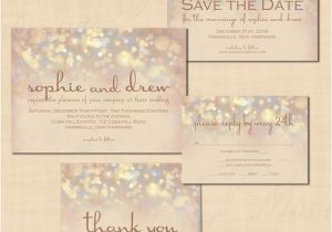 Save the Date and Wedding Invitation Packages French Champagne Sparkles Text Editable Save the Date