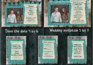 Save the Date and Wedding Invitation Packages Teal Burlap Wedding Invitation Package Save the Date