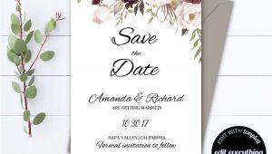 Save the Date Wedding Invitation Template Floral Save the Date Wedding Template Floral Wedding