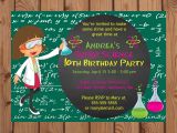 Science themed Party Invitations Science theme Birthday Party Invitations Girl Crafty