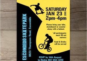 Scooter Party Invites Free Bmx Party Skate Park Birthday Party Invitations Skateboard