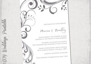 Scroll Wedding Invitation Template Free Wedding Invitation Templates Charcoal Gray Scroll