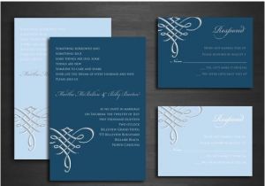 Scroll Wedding Invitations with Rsvp Cards Blue and Silver Scroll Wedding Invitations Set Swirls
