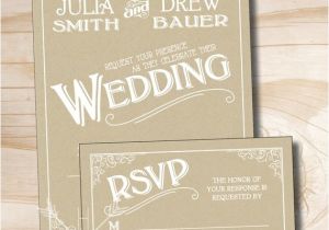 Scroll Wedding Invitations with Rsvp Cards Vintage Scroll Kraft Vintage Rustic Wedding Invitation