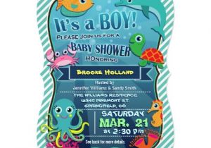 Sea Creature Baby Shower Invitations Colorful Sea Creatures Boy Baby Shower Invitation