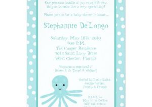 Sea Life Baby Shower Invitations 5×7 Ocean Sea Life Octopus Baby Shower Invitation