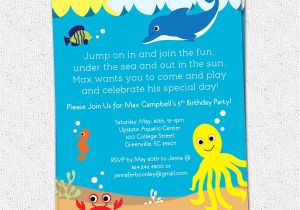Sea Life Birthday Party Invitations Under the Sea Birthday Party Invitations Boy or Girl Sea