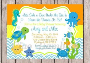 Sea themed Baby Shower Invitations Printable Personalized Under the Sea Invitations for