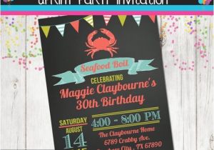 Seafood Boil Party Invitations Seafood Boil Birthday Party Invitation Chalkboard Crab