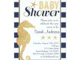 Seahorse Baby Shower Invitations Baby Shower Invitation Beach theme Gold Seahorse
