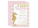 Seahorse Baby Shower Invitations Baby Shower Invitation with Gold Seahorse