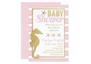 Seahorse Baby Shower Invitations Baby Shower Invitation with Gold Seahorse