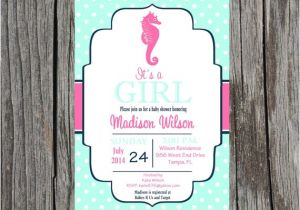 Seahorse Baby Shower Invitations Printed Seahorse Baby Shower Invitation Seahorse Baby Shower