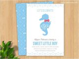 Seahorse Baby Shower Invitations Seahorse Baby Shower Invitation Set for Boy with Thank You