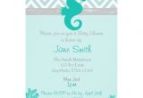 Seahorse Baby Shower Invitations Teal Seahorse Beach themed Baby Shower Invitation