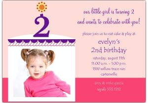 Second Birthday Party Invitations Birthday Cake Girl Photo Second Birthday Invitations