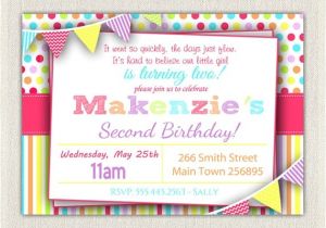 Second Birthday Party Invitations Girls 2nd Birthday Rainbow Invitation Girls Rainbow Pink