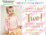 Second Birthday Party Invitations Girls Second Birthday Invitation Pink and Gold 2nd Birthday