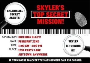 Secret Agent Party Invitations Free Spy Party Supplies Personalized Secret Agent Birthday