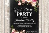 Senior Party Invitations Floral Graduation Invitation Printable Chalkboard Graduation