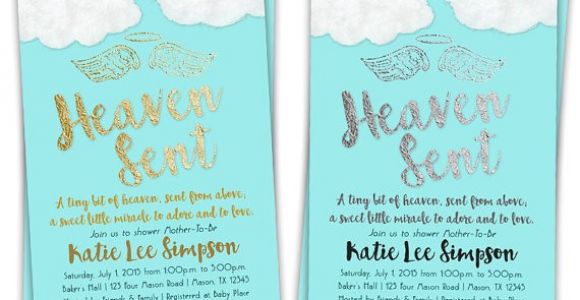 Sent From Heaven Baby Shower Invitations Heaven Sent Baby Shower Invitation Boy Baby by