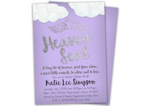 Sent From Heaven Baby Shower Invitations Purple Heaven Sent Baby Shower Invitation by Partyprintexpress