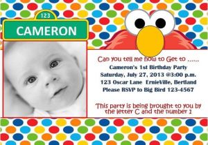 Sesame Street 1st Birthday Photo Invitations Elmo Sesame Street Birthday Party Invitations Drevio
