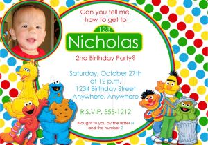 Sesame Street 1st Birthday Photo Invitations Sesame Street Birthday Invitation