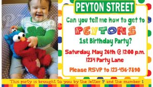 Sesame Street 1st Birthday Photo Invitations Sesame Street Birthday Invitation Primary Colors Custom