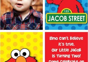 Sesame Street 2nd Birthday Invitation Wording Custom Elmo Inspired Birthday Party Invitations or Thank