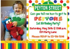 Sesame Street Birthday Party Invitations Personalized Sesame Street Birthday Invitation Primary Colors Custom