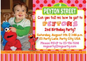 Sesame Street Customized Birthday Invitations Girly Pink Elmo Sesame Street Birthday Invitation Custom