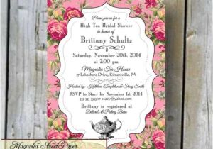 Shabby Chic Wedding Shower Invitations High Tea Bridal Shower Invitation Custom Printable High