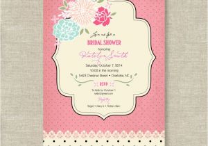 Shabby Chic Wedding Shower Invitations Shabby Chic Vintage Rose and Polka Dot Bridal Shower