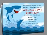 Shark Birthday Invitation Template Shark Invitation Printable or Printed with Free Shipping