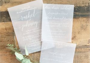 Sheer Paper Wedding Invitations Katie Vellum Wedding Invitation Suite White Ink Printed On
