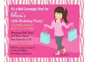 Shopping Party Invitation Free Printable Mall Scavenger Hunt Birthday Party