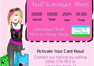 Shopping Party Invitation Mall Scavenger Hunt Shopping Invitations by