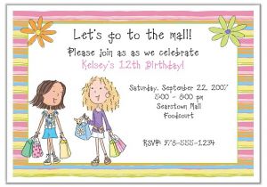 Shopping Party Invitation Shopping Mall Birthday Party Invitations Girl Shopping